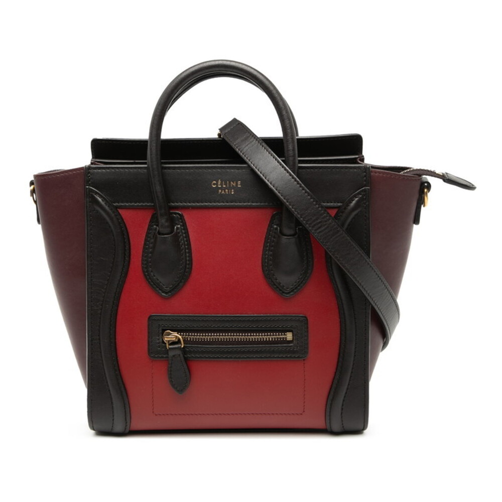 Celine Luggage Nano Shopper Tricolor Handbag/Shoulder Bag, 2-Way, Black and M...